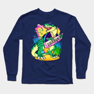 Key Rex ~ 80s Synthesizer Dinosaur with Keytar Long Sleeve T-Shirt